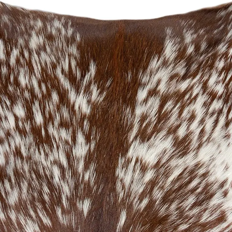 18" Brown and White Cowhide Throw Pillow