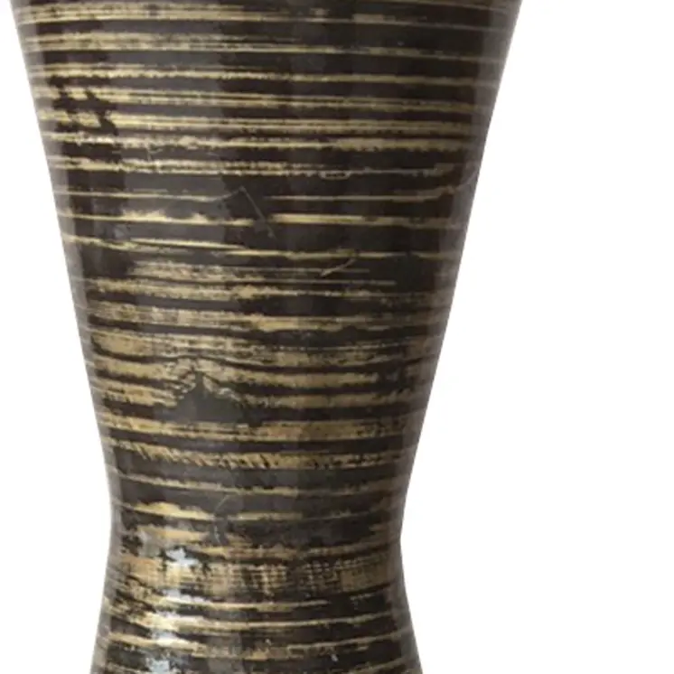 28" Distressed Aqua Spun Bamboo Artisan Floor Vase
