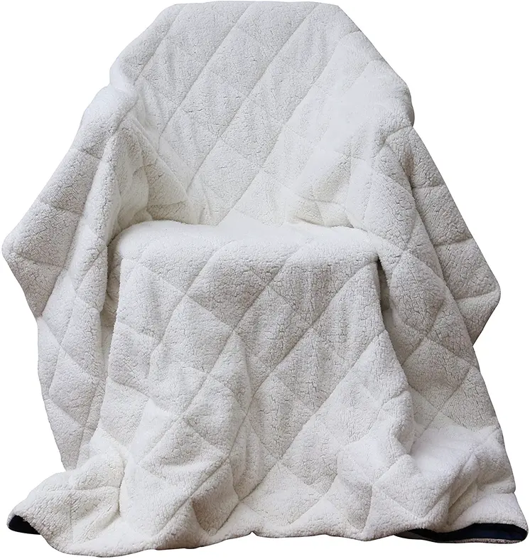 60" X 80" Navy Blue Microfiber Quilted Plush Throw Blanket