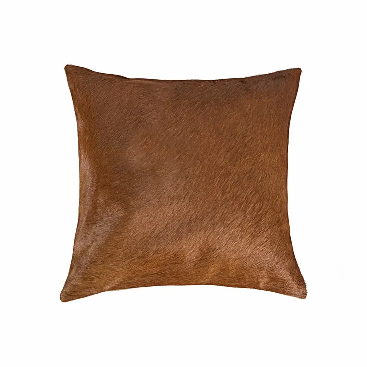 18" Brown Cowhide Throw Pillow