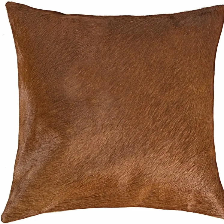 18" Brown Cowhide Throw Pillow