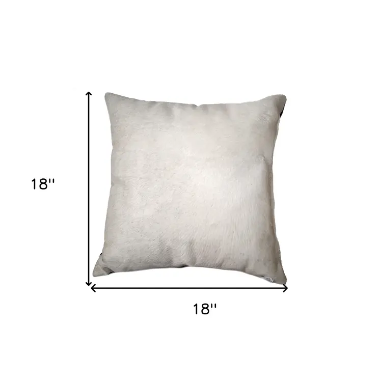 18" X 18" X 5" Off White Cowhide  Pillow