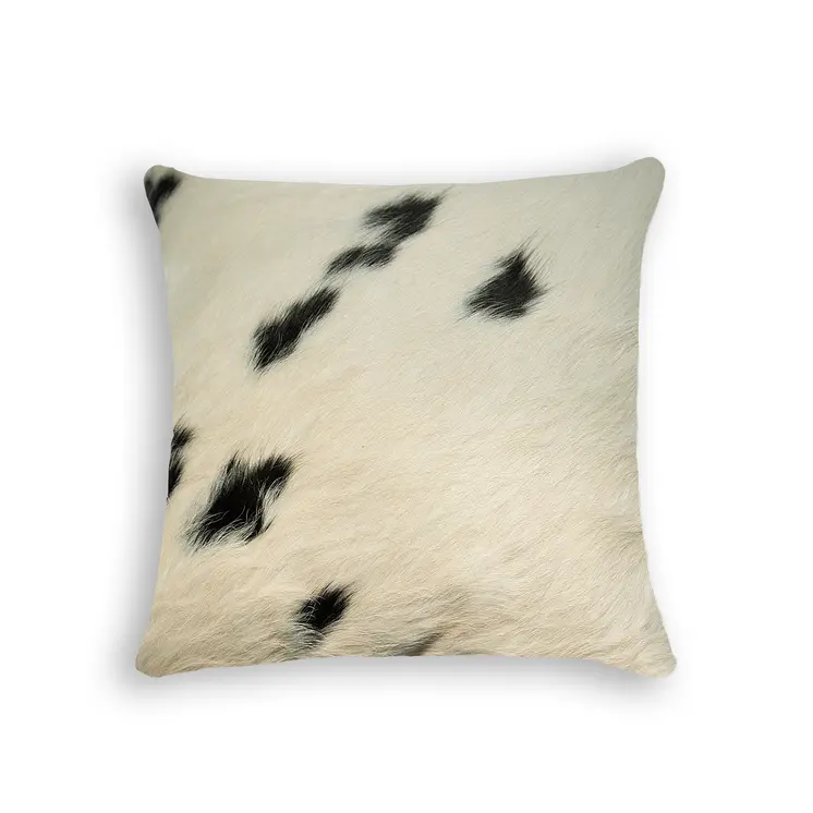 18" White And Black Cowhide Throw Pillow
