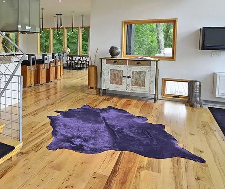 6' X 7' Purple Cowhide Area Rug