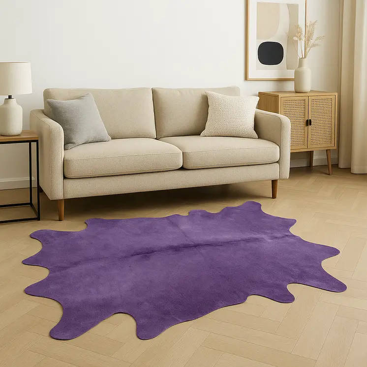6' X 7' Purple Cowhide Area Rug
