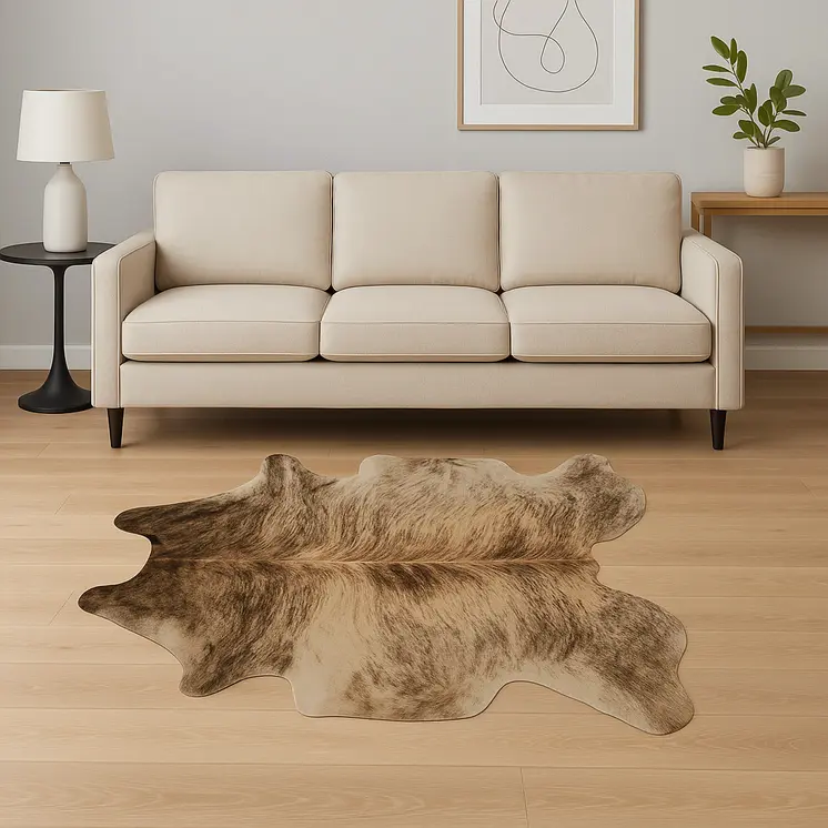 6' X 7' Brown Cowhide Cowhide Print Area Rug