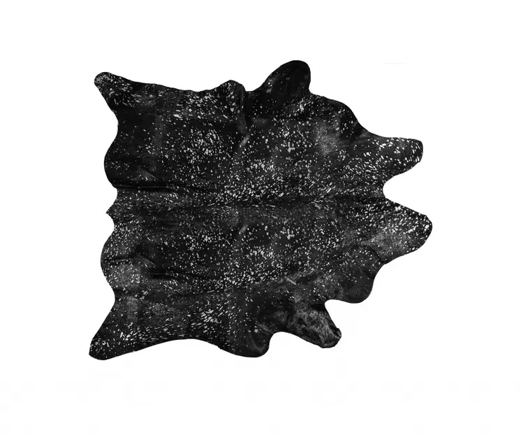 6' X 7' Black And Gold Cowhide Cowhide Print Area Rug