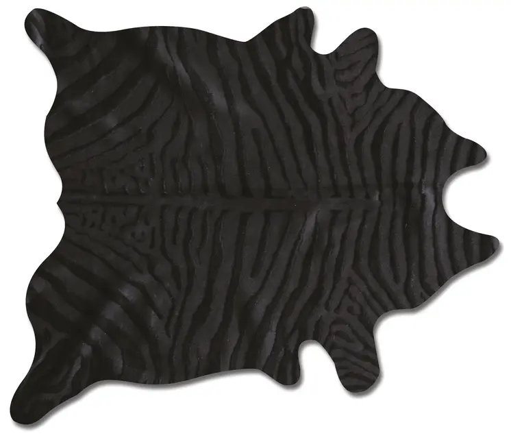 6' X 7' Black Cowhide Handmade Area Rug