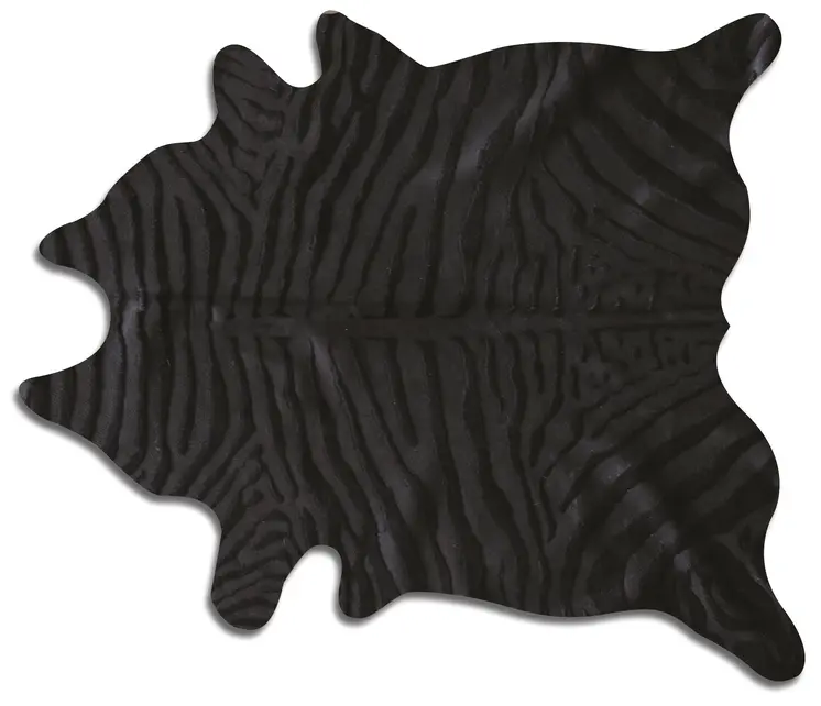 6' X 7' Black Cowhide Handmade Area Rug