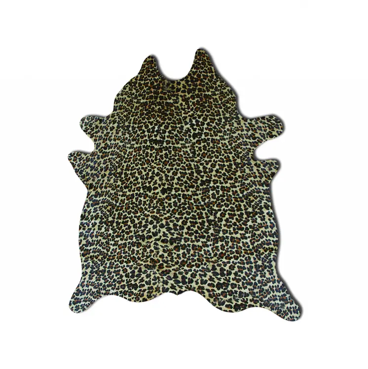 6' X 7' Brown And Black Cowhide Leopard Print Area Rug
