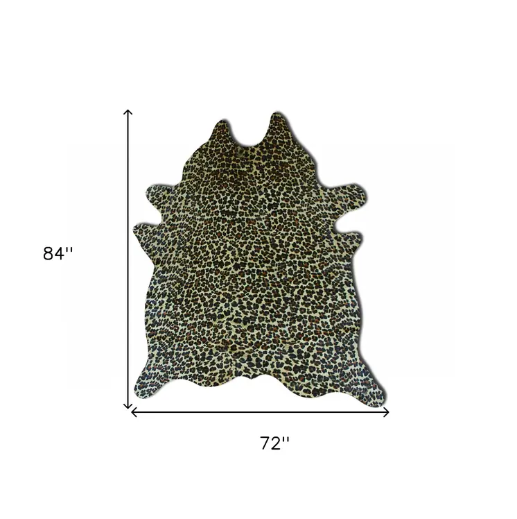 6' X 7' Brown And Black Cowhide Leopard Print Area Rug