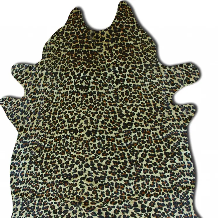 6' X 7' Brown And Black Cowhide Leopard Print Area Rug