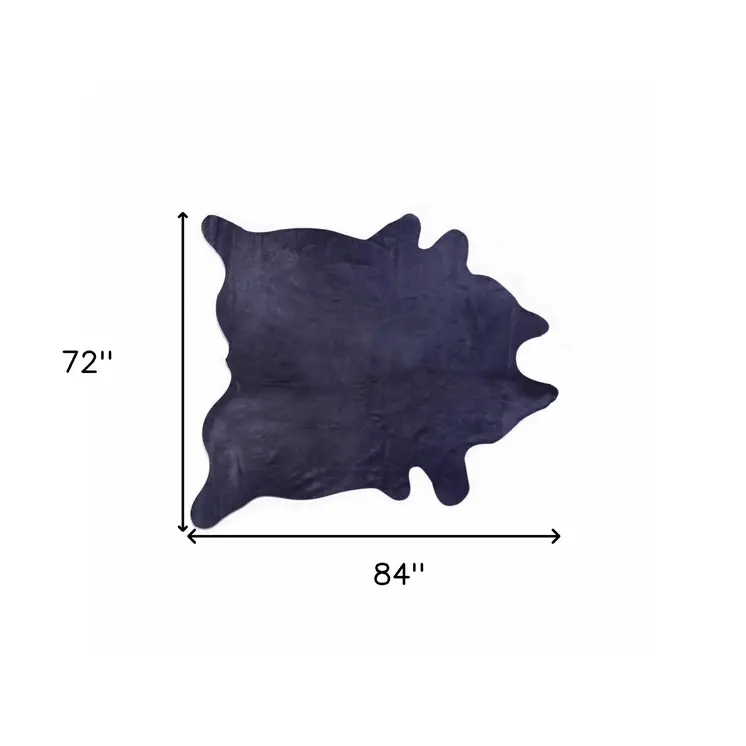 6' X 7' Navy Blue Cowhide Cowhide Area Rug