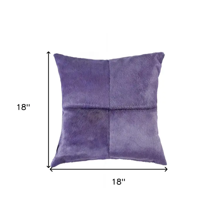 18" Purple Cowhide Throw Pillow