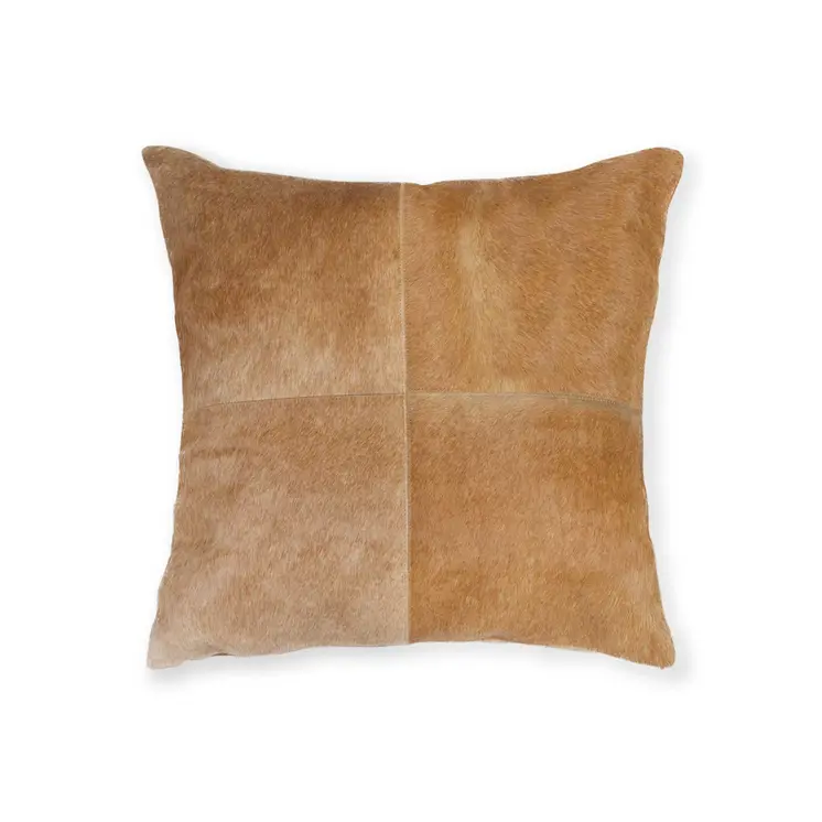 18" Tan Cowhide Throw Pillow