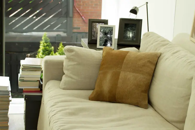 18" Tan Cowhide Throw Pillow