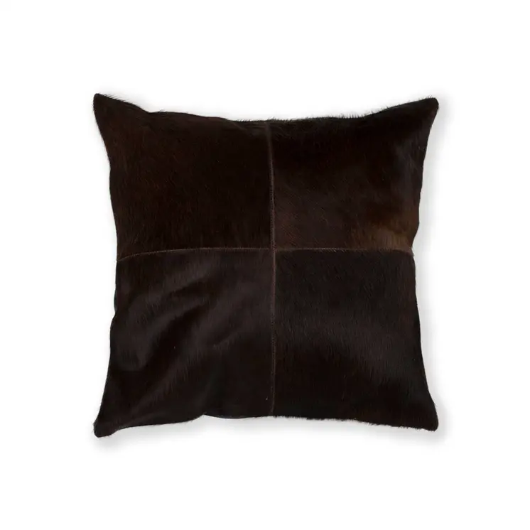 18" Chocolate Brown Cowhide Throw Pillow