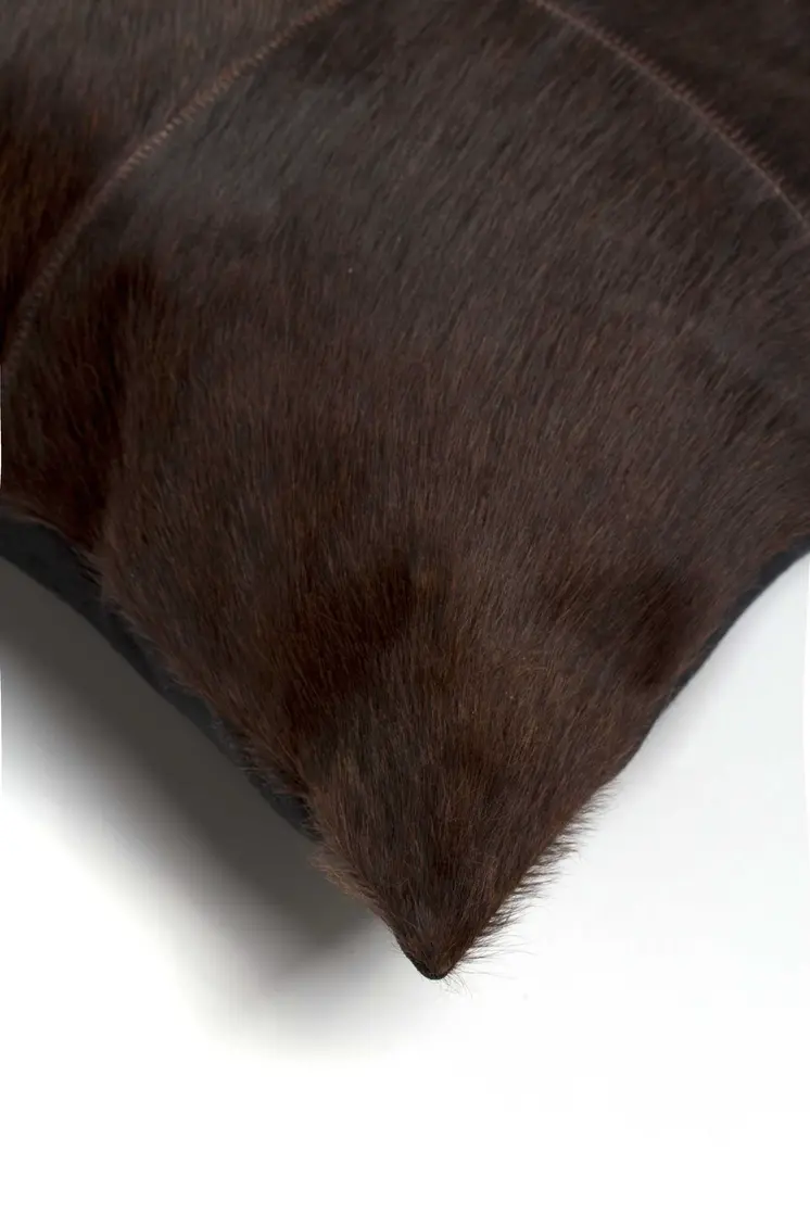 18" Chocolate Brown Cowhide Throw Pillow
