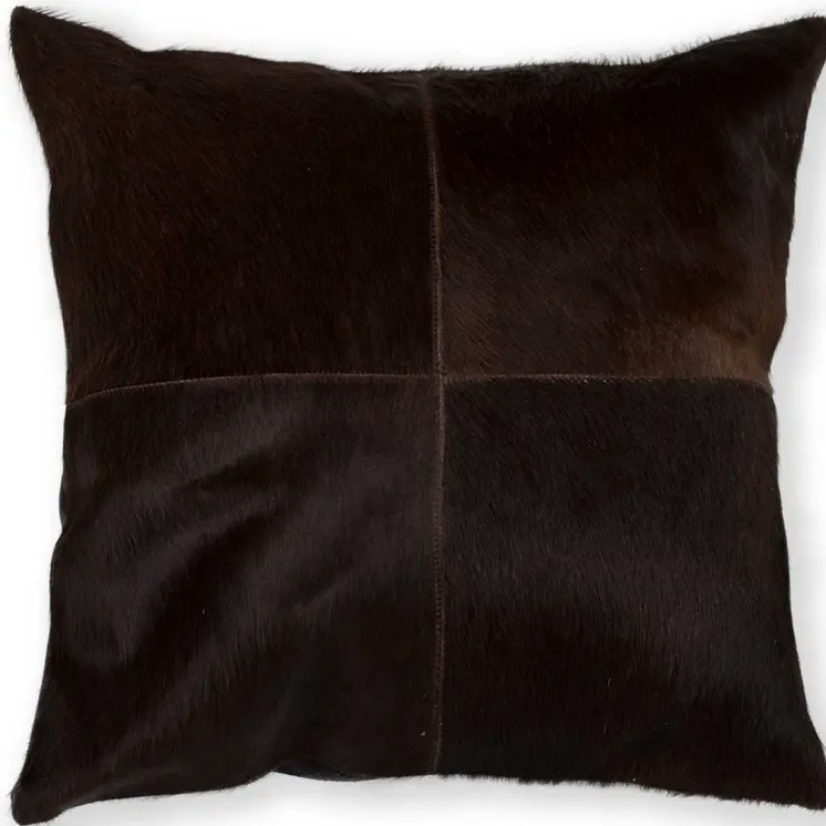 18" Chocolate Brown Cowhide Throw Pillow