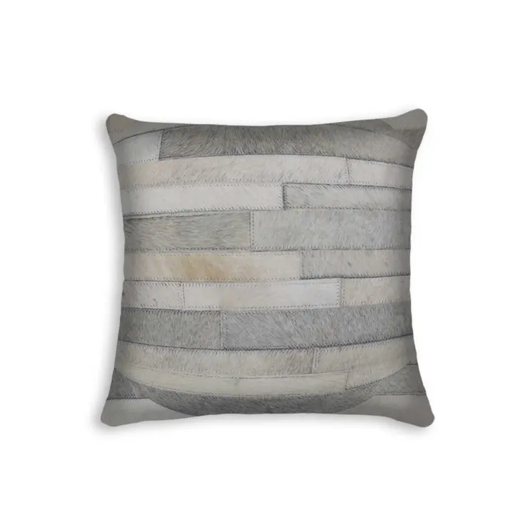 18" Gray Cowhide Throw Pillow