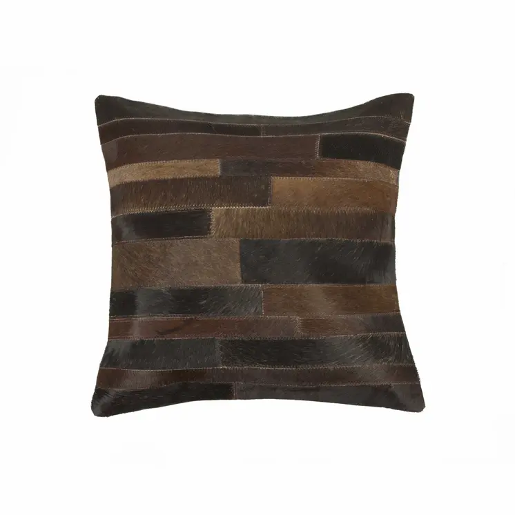 18" Chocolate Cowhide Throw Pillow