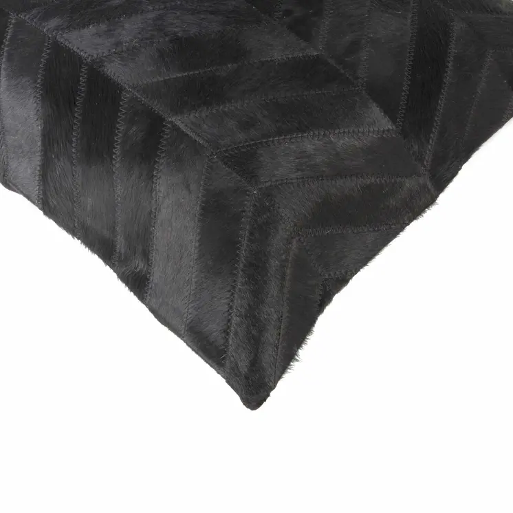 18" Black Cowhide Throw Pillow