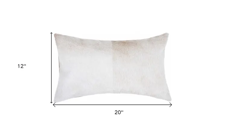 12" X 20" Natural Cowhide Lumbar Throw Pillow