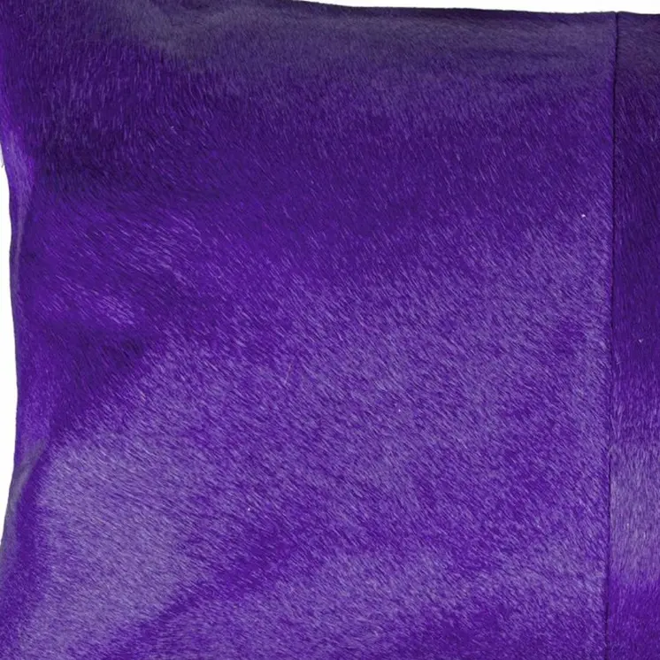 Hand Stitched Purple Natural Cowhide Decorative Lumbar Pillow