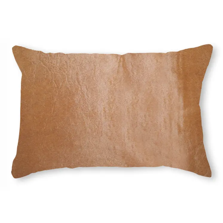 12" X 20" Tan Cowhide Throw Pillow