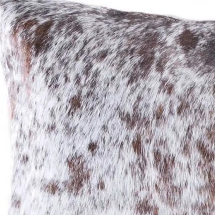 18" X 18" X 5" Salt And Pepper Brown And White Cowhide  Pillow