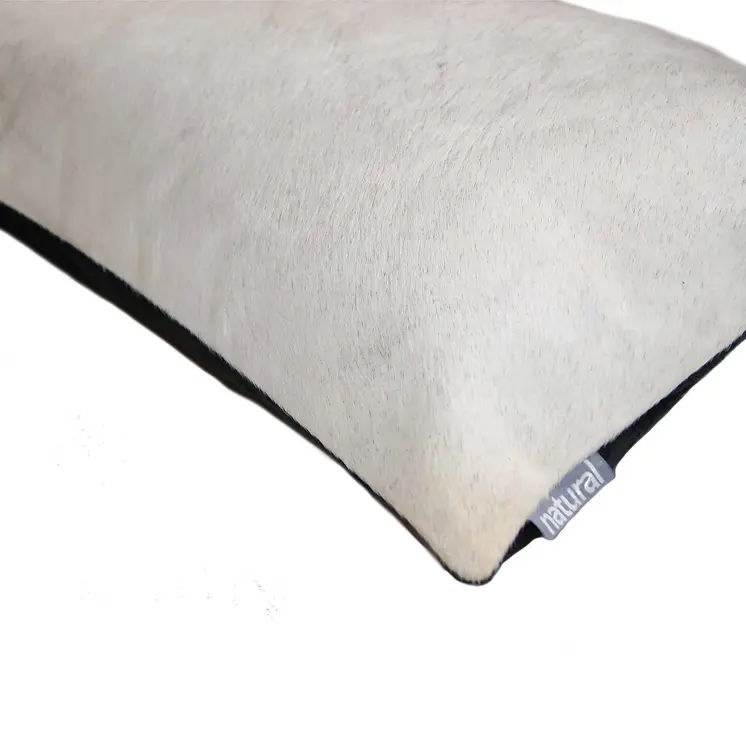 12" X 20" Off White Cowhide Throw Pillow