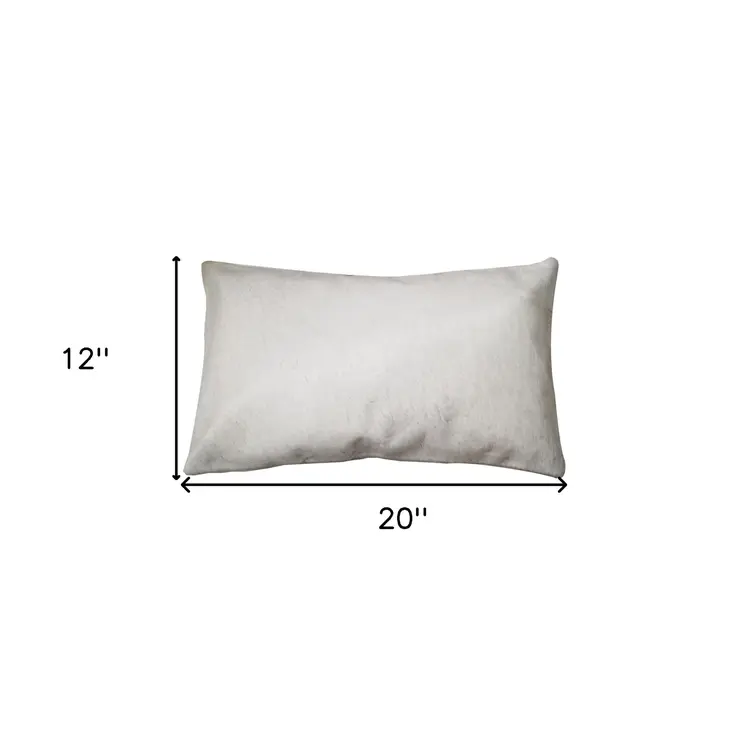 12" X 20" Off White Cowhide Throw Pillow
