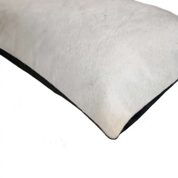12" X 20" Off White Cowhide Throw Pillow
