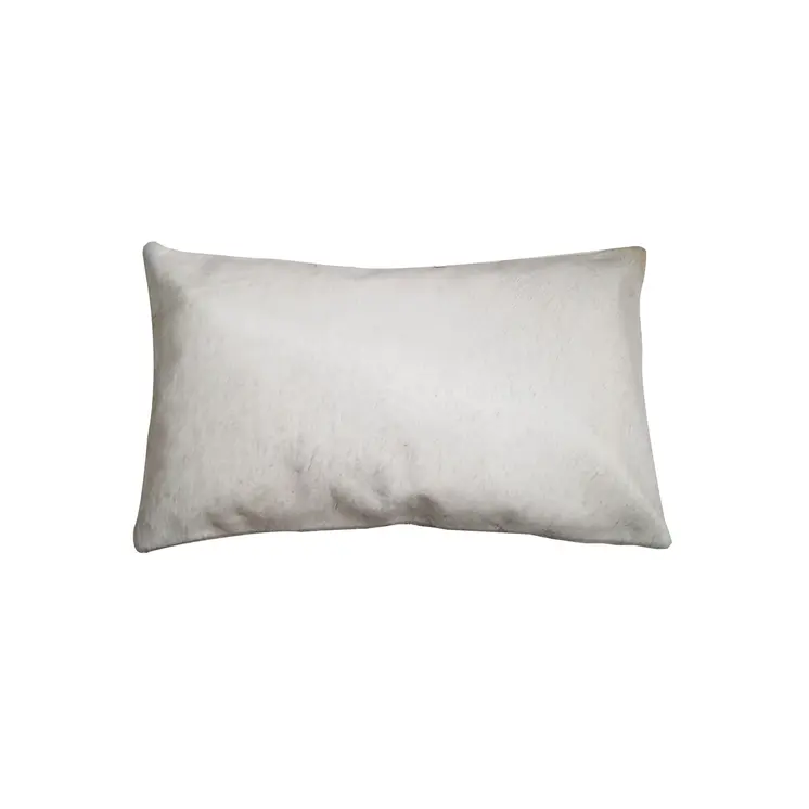 12" X 20" Off White Cowhide Throw Pillow