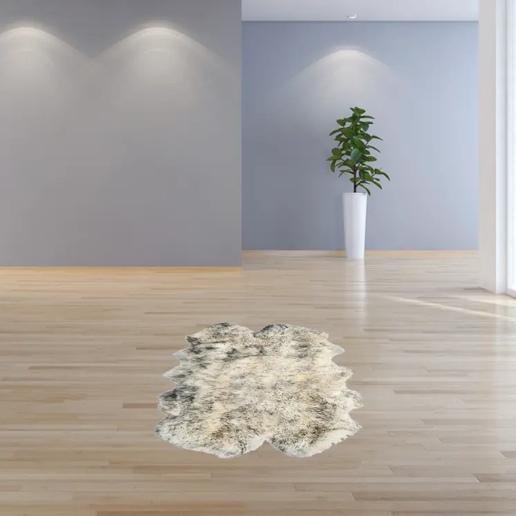 4' X 6' Gray Genuine Sheepskin Handmade Area Rug