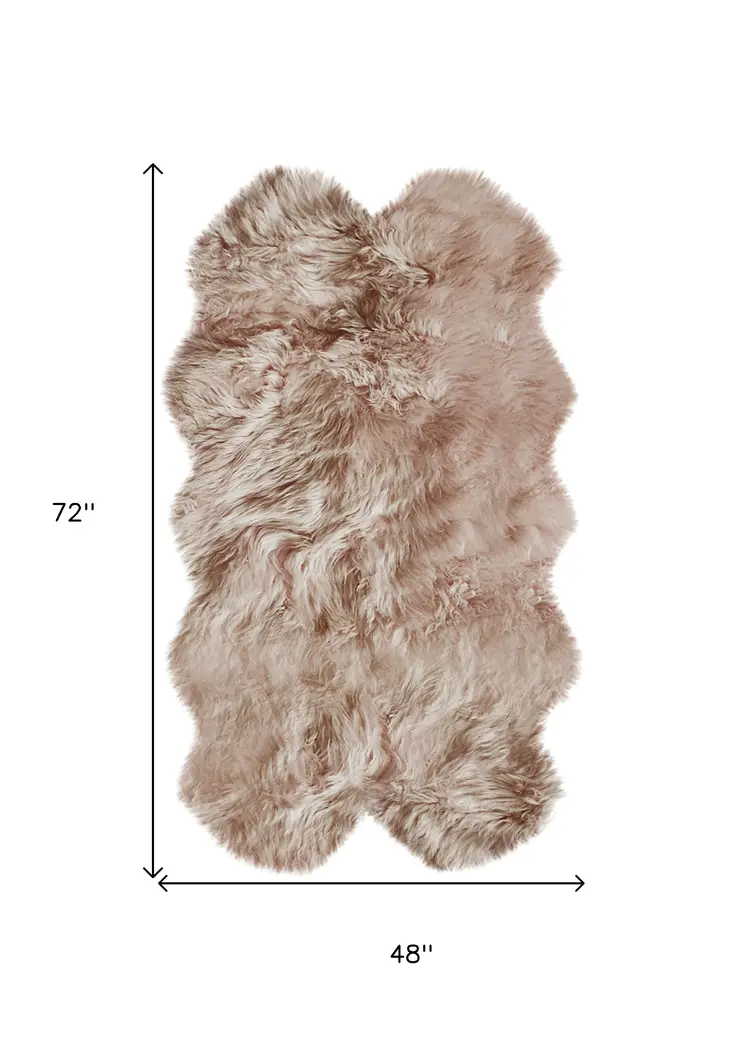 4' X 6' Pink Genuine Sheepskin Shag Area Rug