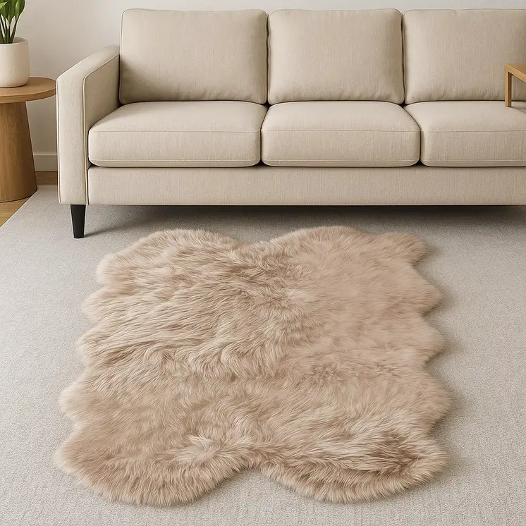 4' X 6' Pink Genuine Sheepskin Shag Area Rug
