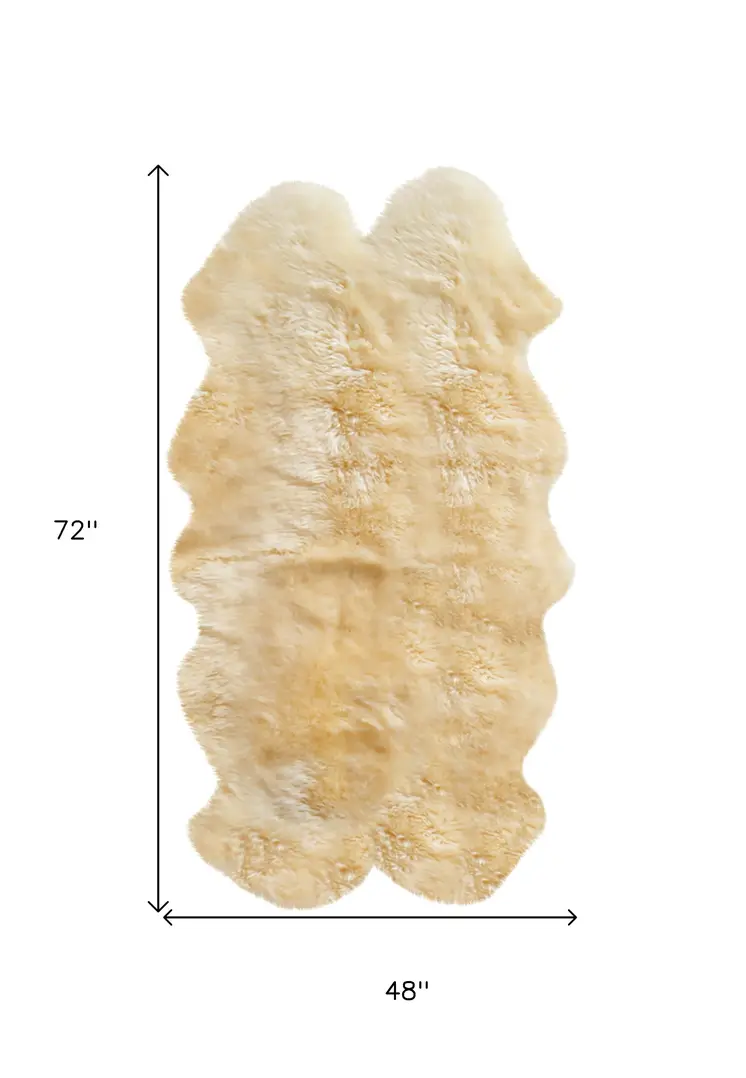 4' X 6' Gold Genuine Sheepskin Animal Print Shag Area Rug