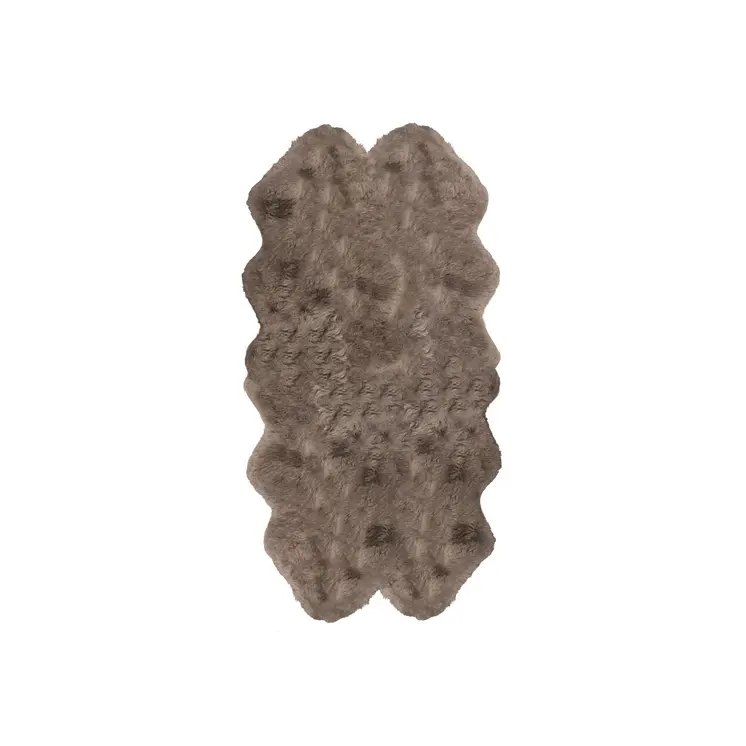 4' X 6' Taupe Genuine Sheepskin Animal Print Shag Area Rug