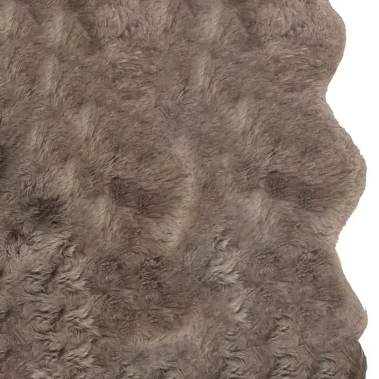 4' X 6' Taupe Genuine Sheepskin Animal Print Shag Area Rug