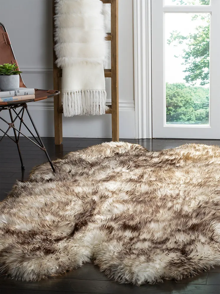4' X 6' Chocolate Genuine Sheepskin Ombre Flokati Handmade Area Rug