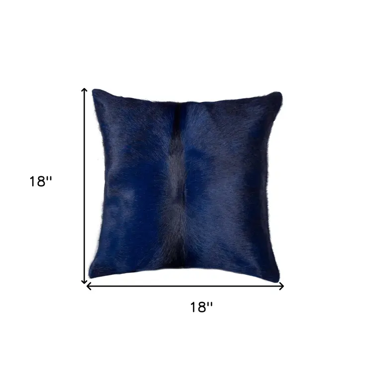 18" Navy Cowhide Throw Pillow