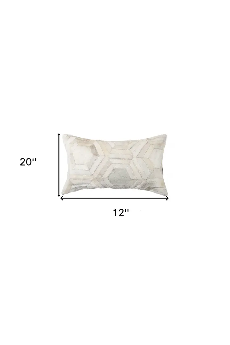 12 X 20 Black And White Cowhide Throw Pillow