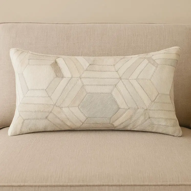 12 X 20 Black And White Cowhide Throw Pillow