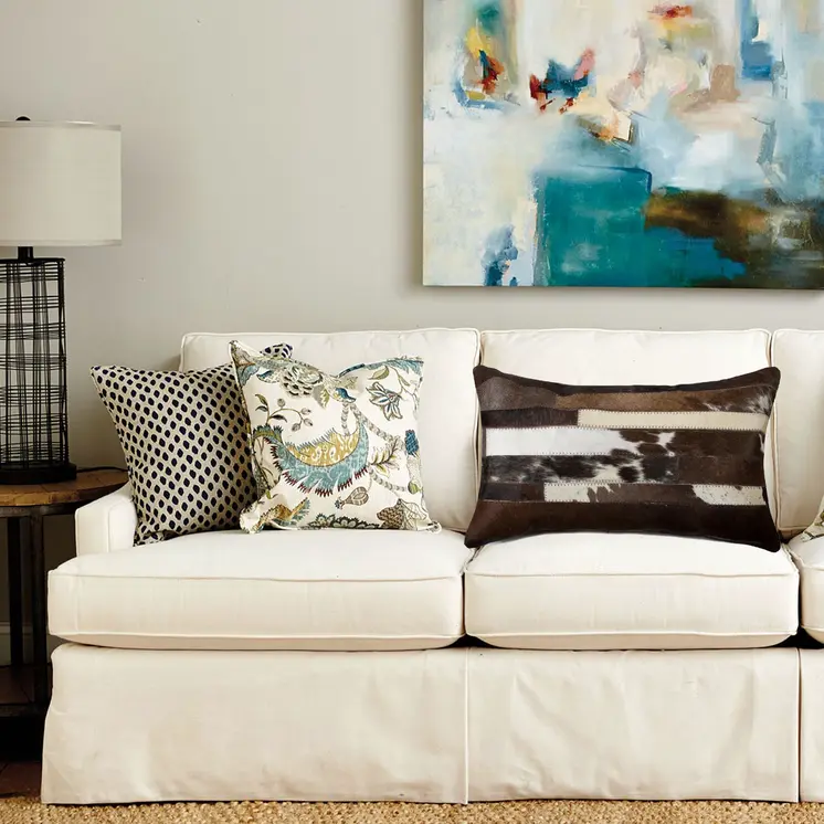 12" X 20" Brown Black And White Cowhide Throw Pillow