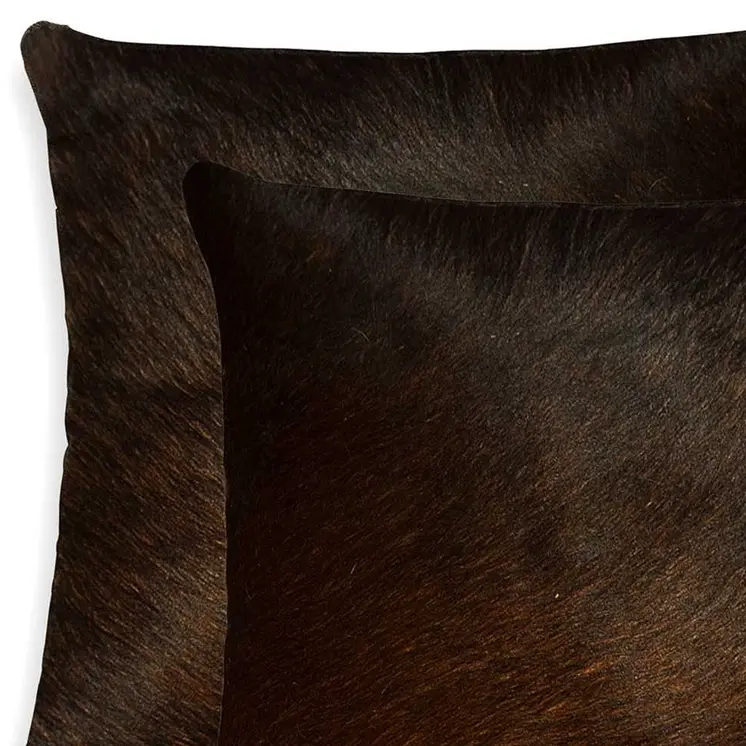 18" X 18" X 5" Chocolate Cowhide  Pillow 2 Pack