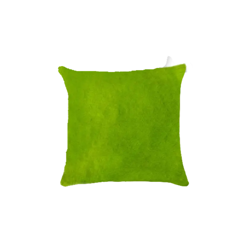 Set of Two Lime Green Cowhide Throw Pillow
