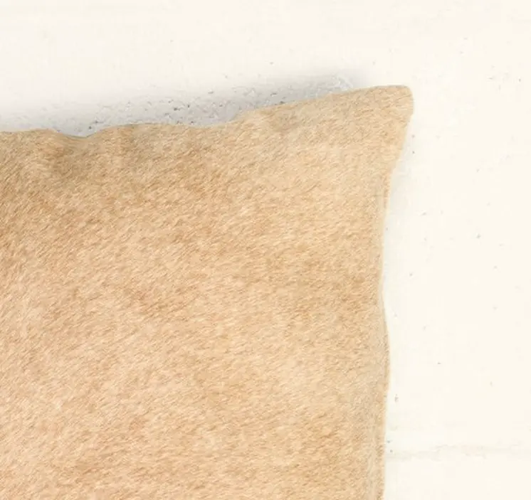 Set of Two 12" X 20" Tan Cowhide Throw Pillows