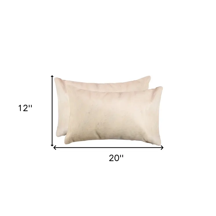 Set of Two 12" X 20" Natural Cowhide Throw Pillow