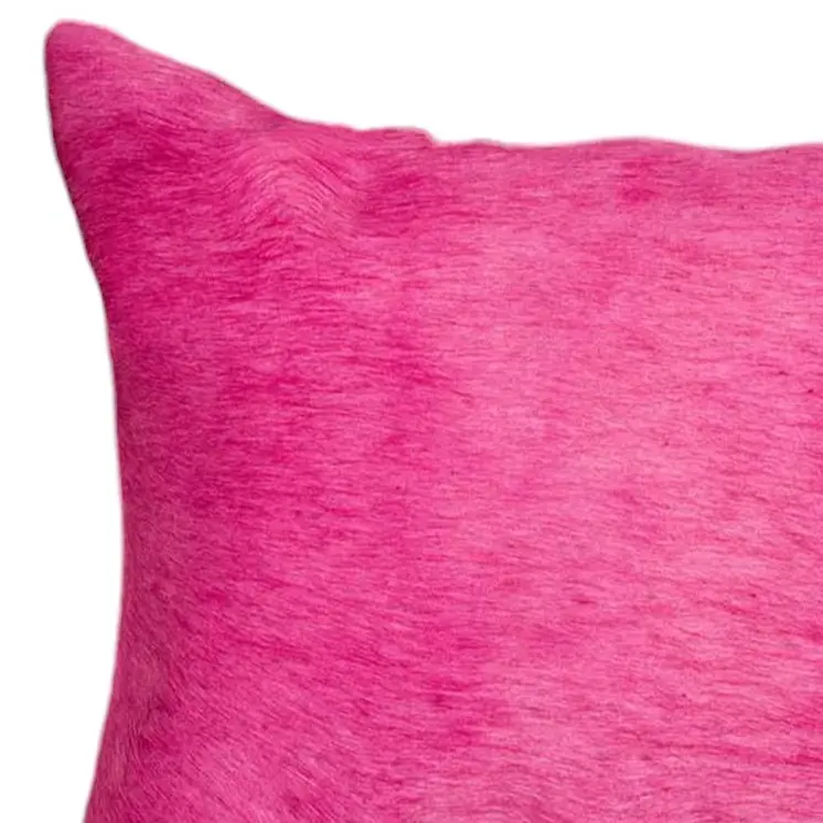 Set of Two 12" X 20" Fuchsia Cowhide Lumbar Throw Pillows